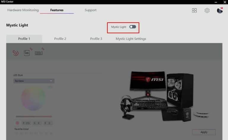 msi center mystic light not working msi center mystic light not working