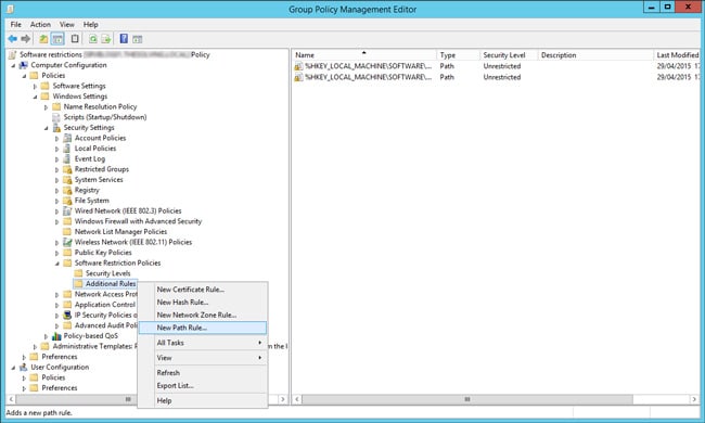 new-path-rule-software-restriction-policy