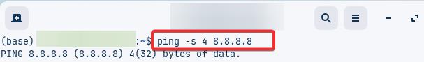 ping -s 4 8.8.8.8