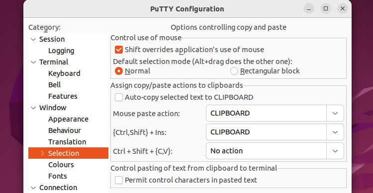 How To Copy and Paste In PuTTY Terminal 6 putty configuration