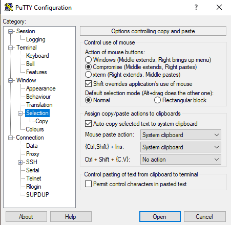 How To Copy and Paste In PuTTY Terminal 4 putty selection configurations