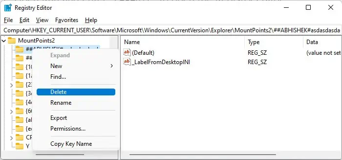 registry-delete-mount-point-network-drive