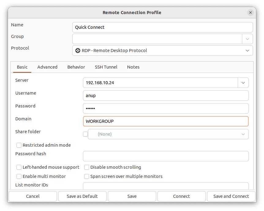 remmina-remote-connection-profile