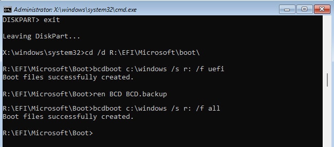 repair-efi-bootloader-bcdboot