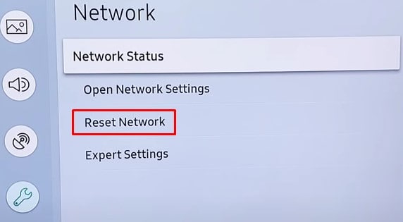 reset network on samsung tv