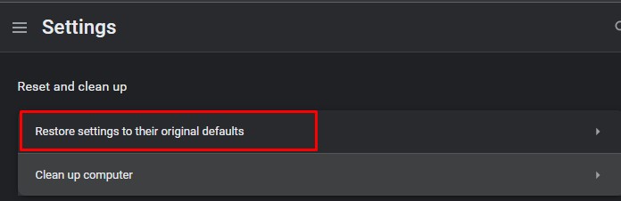 restore settings to their original defaults