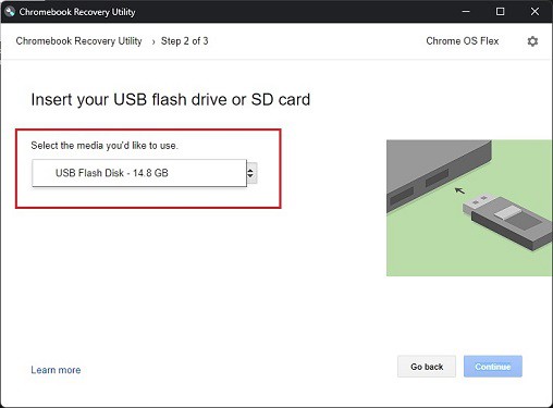 select your usb flash drive