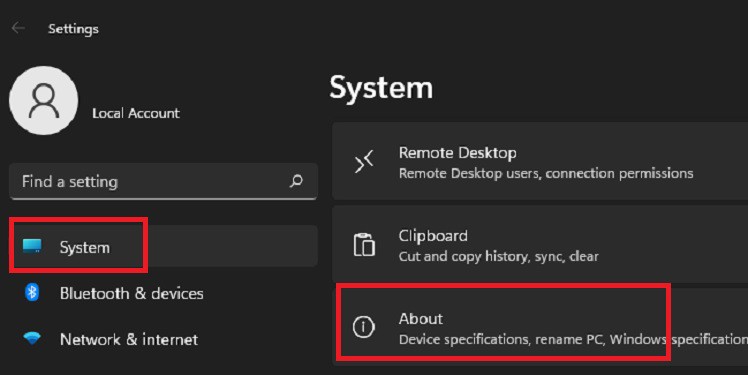 settings system about