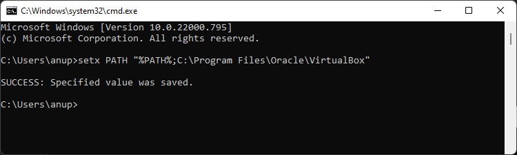 How to Increase VirtualBox Disk Size 3 setx path