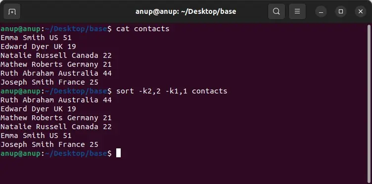 How to Sort By Column In Linux 2 sort-k-k