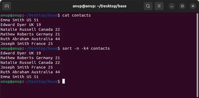How to Sort By Column In Linux 3 sort-n-k