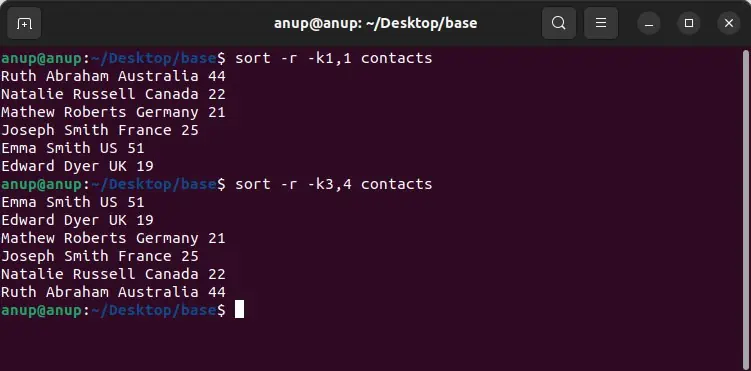 How to Sort By Column In Linux 4 sort-r-reverse