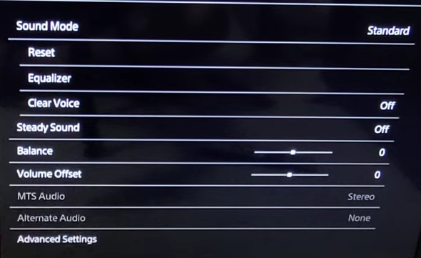 sound settings on sony bravia