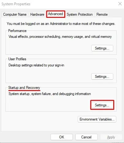 startup-and-recovery-settings