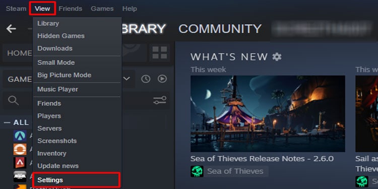 steam settings