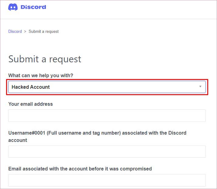 submit discord request