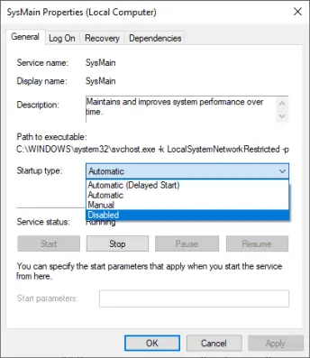 sysmain-properties-disable