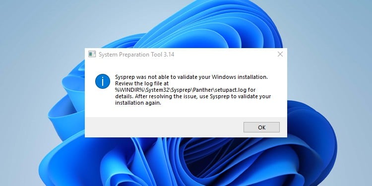 sysprep was not able to validate your windows installation