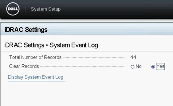 clearing system event log