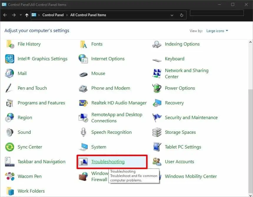 troubleshooting-in-control-panel