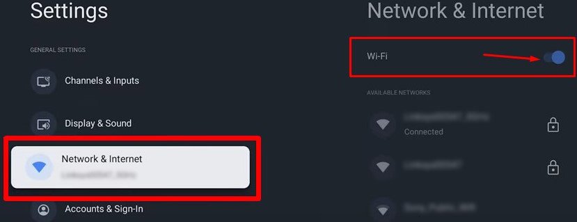 turn off wifi sony google tv