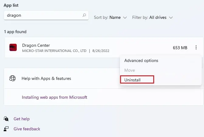 MSI Mystic Light Not Working? Try These 12 Fixes 45 uninstall-dragon-center