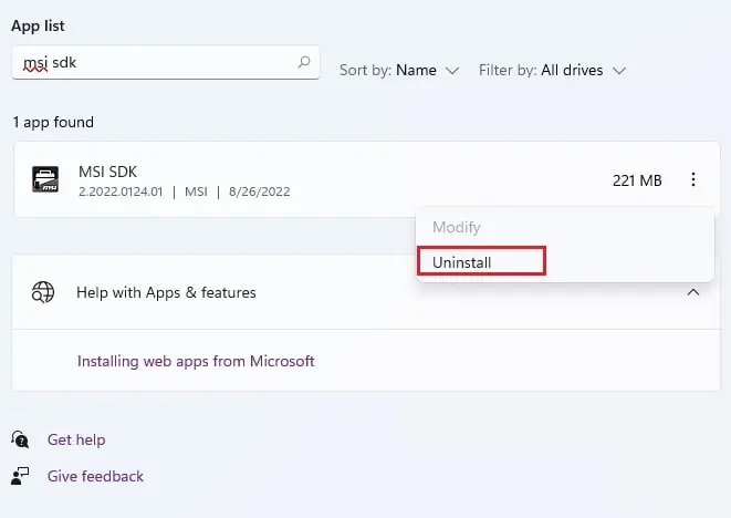 MSI Mystic Light Not Working? Try These 12 Fixes 46 uninstall-msi-sdk