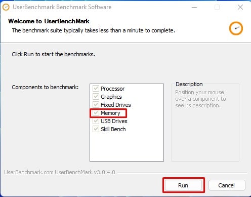 userbenchmark software memory run