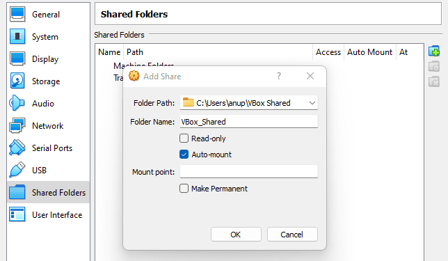 virtualbox shared folders auto mount