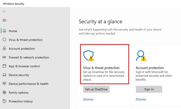 virus and threat protection