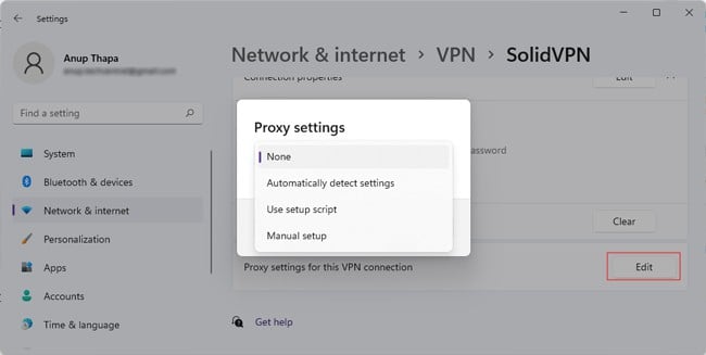 vpn proxy settings