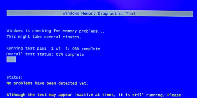 windows memory diagnostics tool running