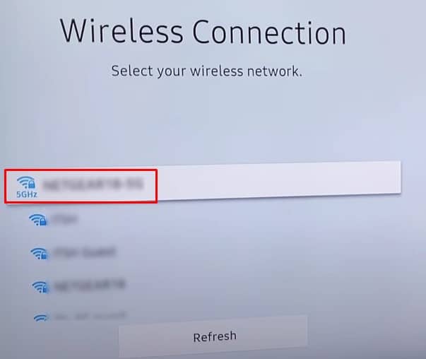 wireless connection in samsung tv
