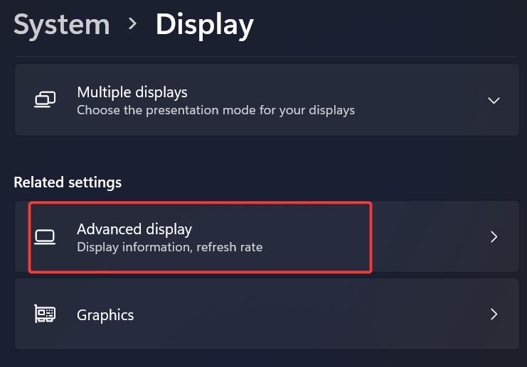 Advanced Display Settings