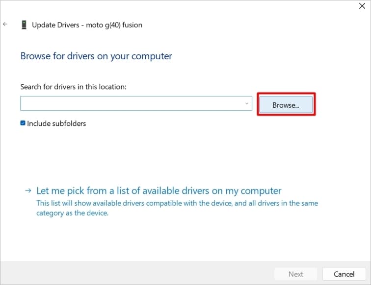 Browse-usb-driver