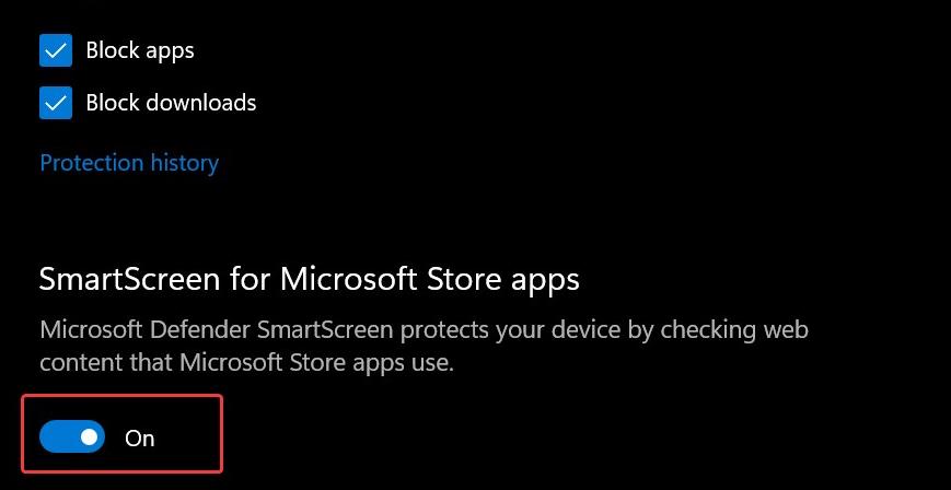Disable smart screen for store