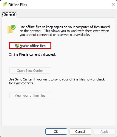 Enable-offline-files-sync-center