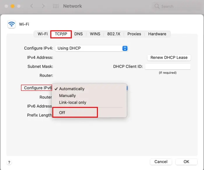 How to Fix "Safari Cannot Establish Secure Connection" Error 54 Go-to-TCP-IP-tap-on-Configure-IPv6-and-Select-Off