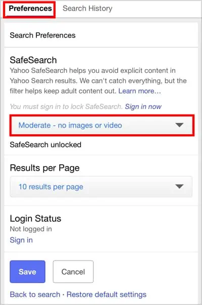 How to Turn Off SafeSearch on iPhone? 38 Go-to-the-Preferences-section-and-then-under-the-Safe-Search-you-will-see-Moderate-or-Strict.-Tap-on-it-1