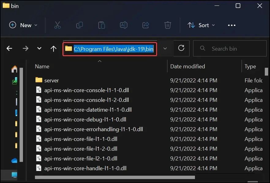 Java-bin-folder-directory