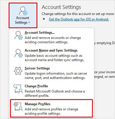 Manage-profiles--Outlook-slow-to-load