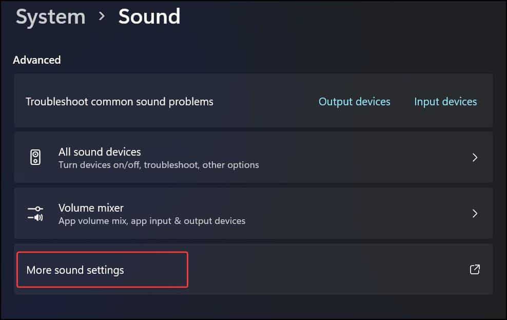 More sound settings