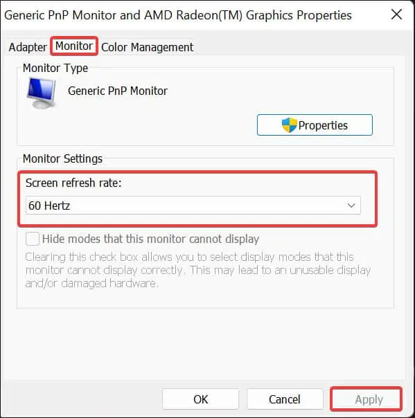 Refresh-Rate-settings
