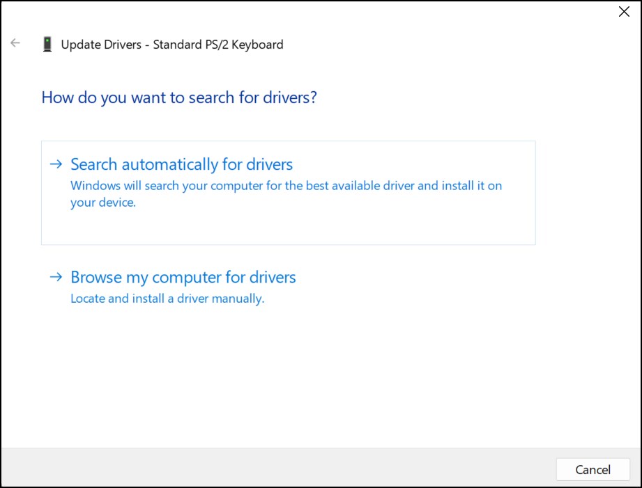 Search Automatically for keyboard Drivers