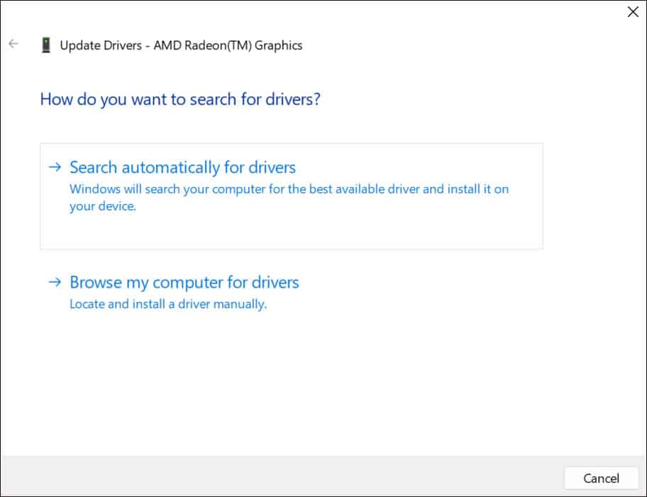 Search automatically for graphic drivers