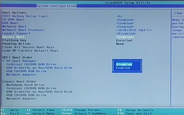 Secure-boot-disable