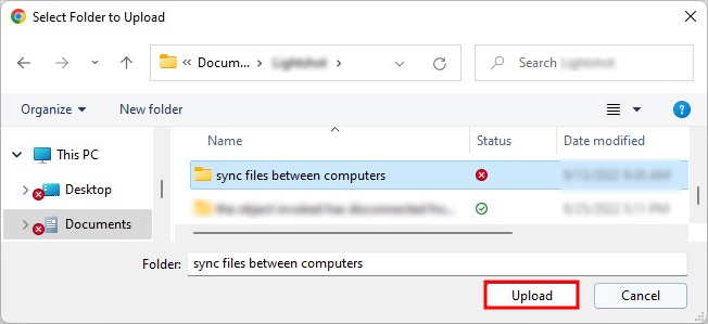 Select-and-upload-folder-to-OneDrive