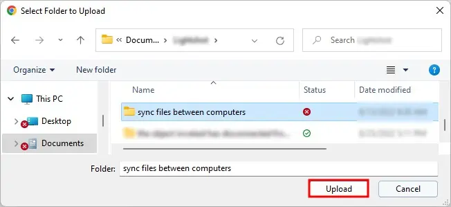 4 Ways on How to Sync Files between Multiple Computers 27 Select-and-upload-folder-to-OneDrive
