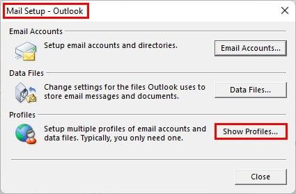 Show-profiles--Create-new-Outlook-profile