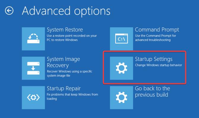 Startup settings